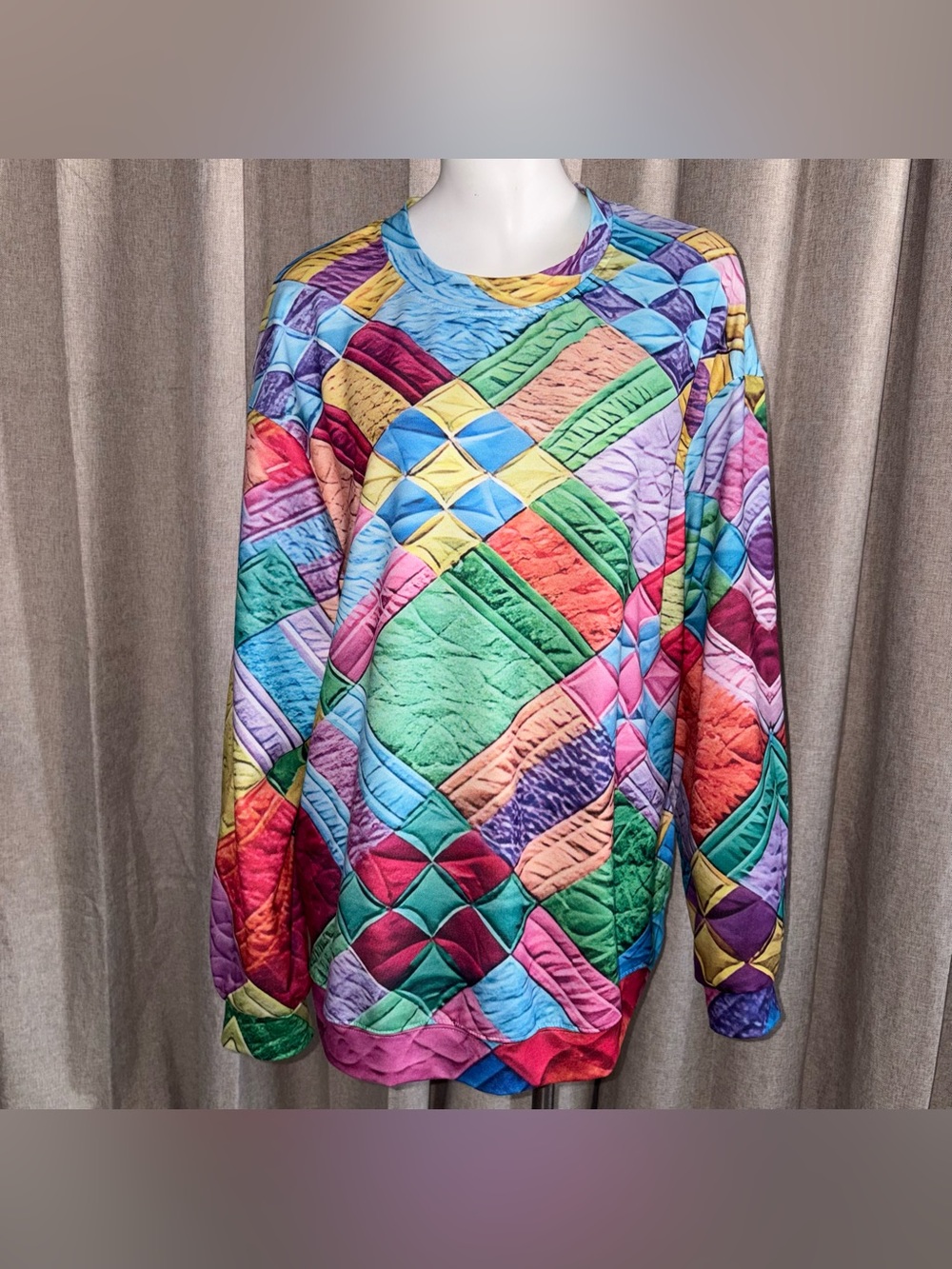 Colorful Geometric Patchwork Design/look Sweater SZ XL -Multicolor Long sleeve